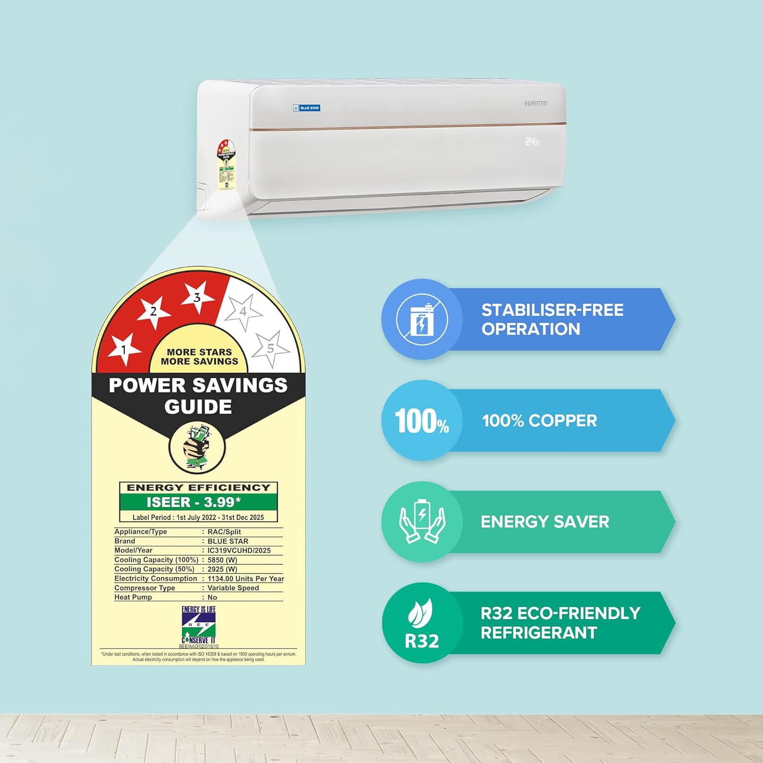 Blue Star 1.7 Ton 3 Star Smart Inverter Split AC - Image 6